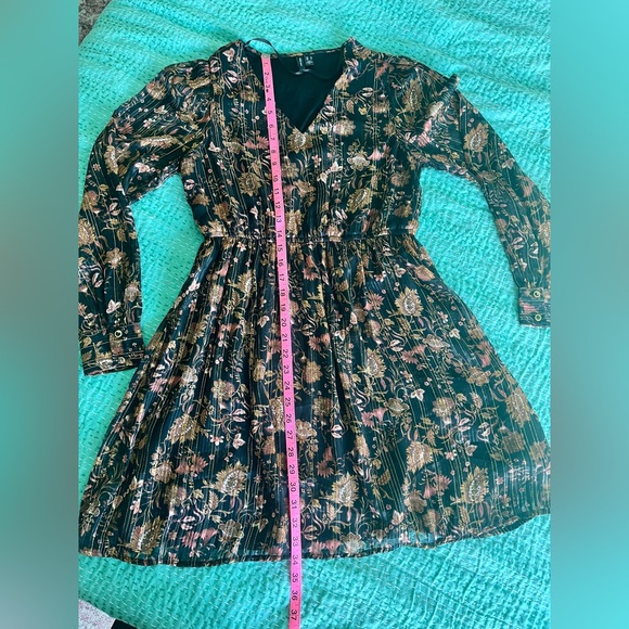 Vero Moda Floral Metallic Print Short Dress - M - Picture 9 of 15